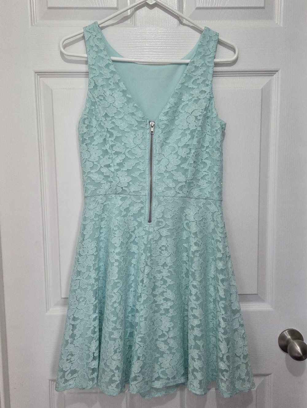 Speechless Mint Green Lace & Glitter Formal/ Prom Fit & Flare  Dress Size 11 - Picture 4 of 7